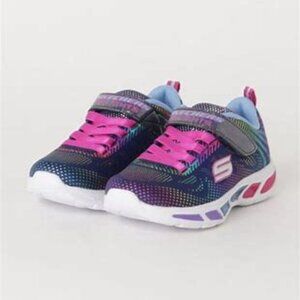 Skechers little girls size 11 Black and Pink Sneakers with Sporty Mesh Design